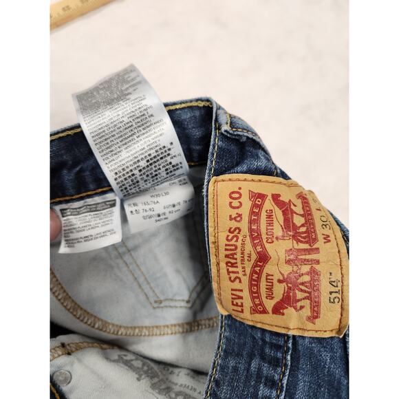 Levi’s 514 Men Jeans Size 30x30(28) Straight Fit Dark Wash Denim Great Condition - Picture 4 of 9